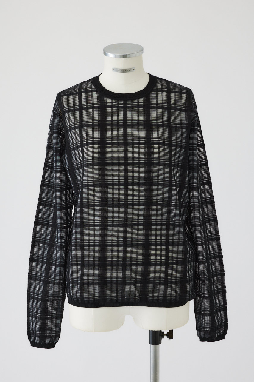 Sheer check knit tops/ニット