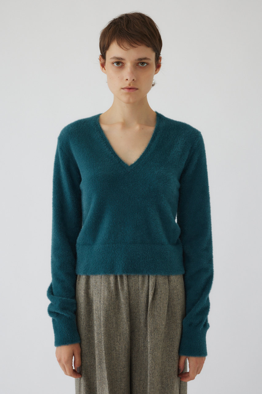 リムアーク/RIM.ARKの【10/2 10:00販売開始】Shaggy v neck knit tops/ニット(グリーン/460HAL70-1261)