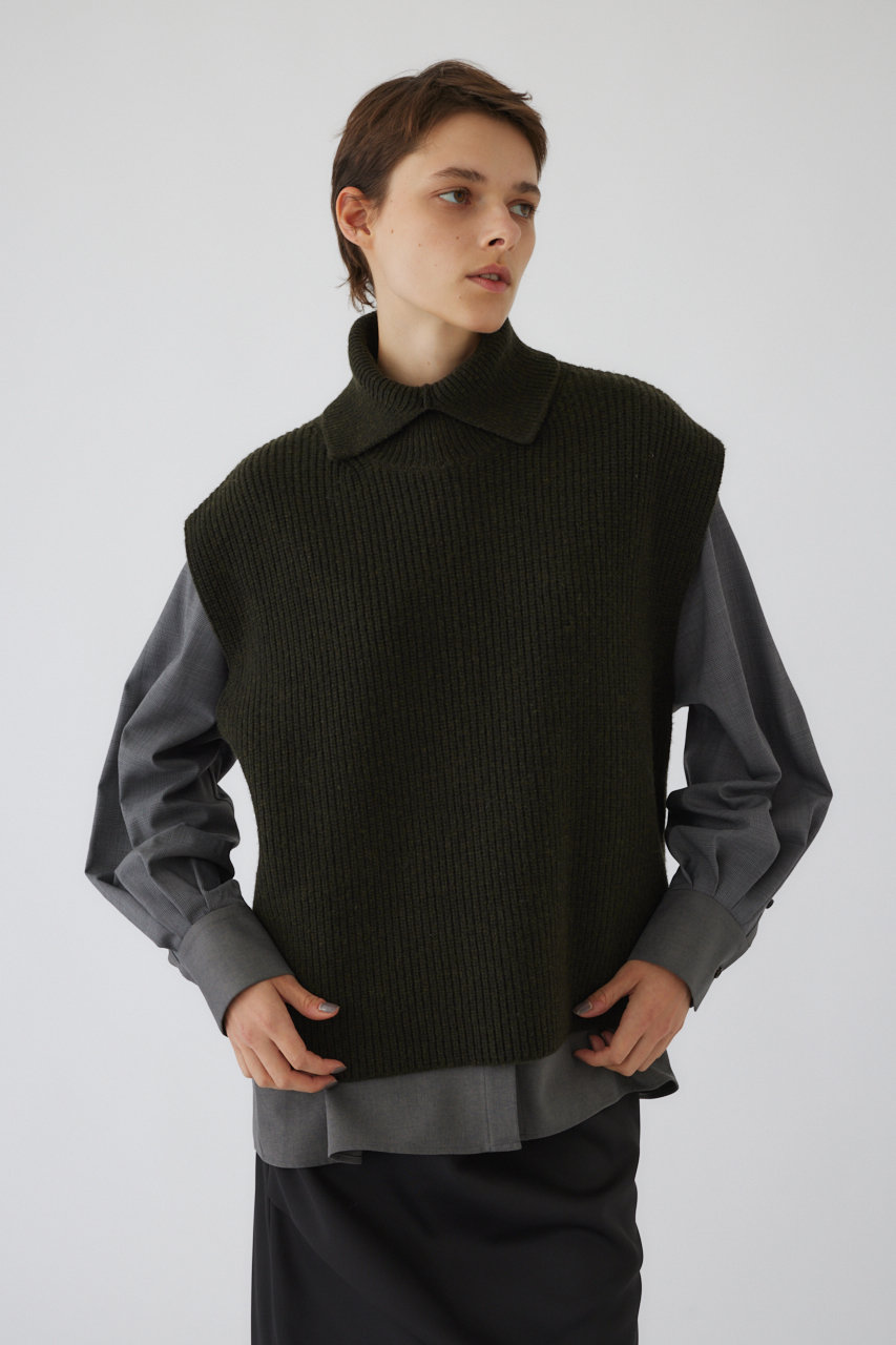 リムアーク/RIM.ARKの【10/2 10:00販売開始】High collar knit vest/ニットベスト(カーキ/460HAS70-1031)