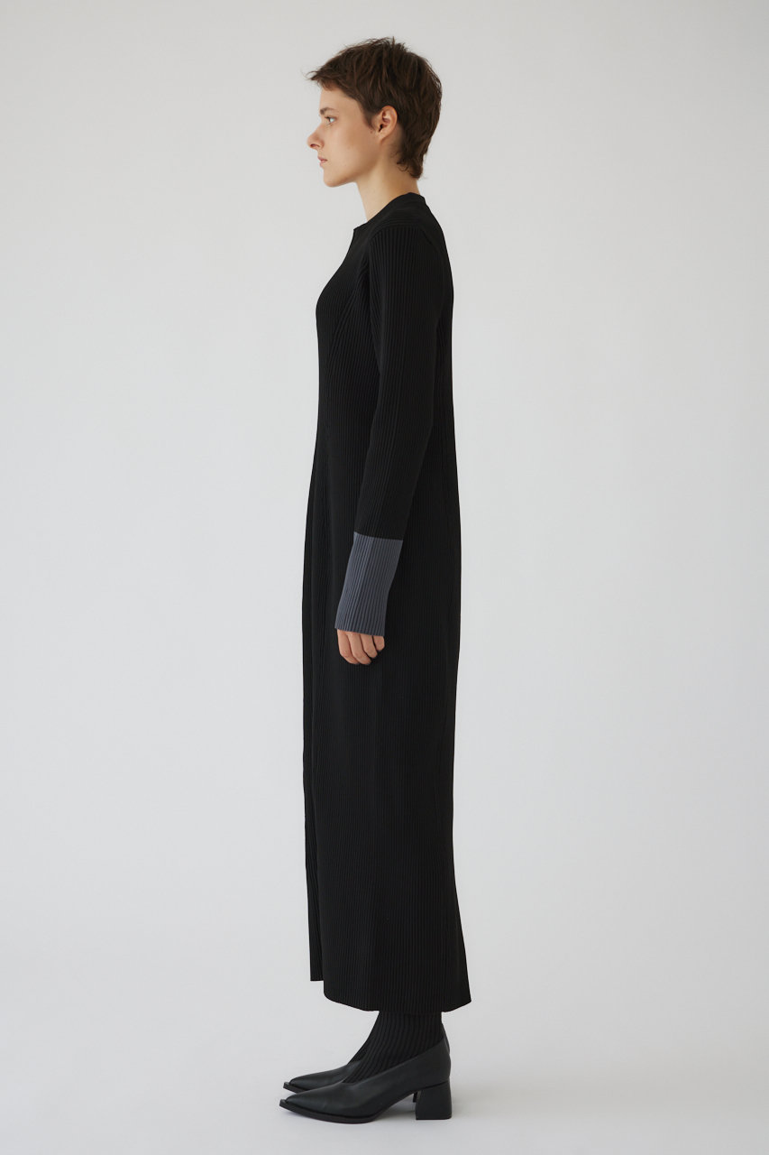 新作Zip up cocoon OP ブラックニットワンピースロング