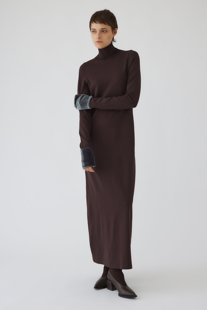 RIM.ARK Velour cuffs knit dress/ニットドレス (ダークブラウン, 36) リムアーク ELLE SHOP RIM.ARK Velour cuffs knit dress/ニットドレス (ダークブラウン, 36) リムアーク ELLE SHOP