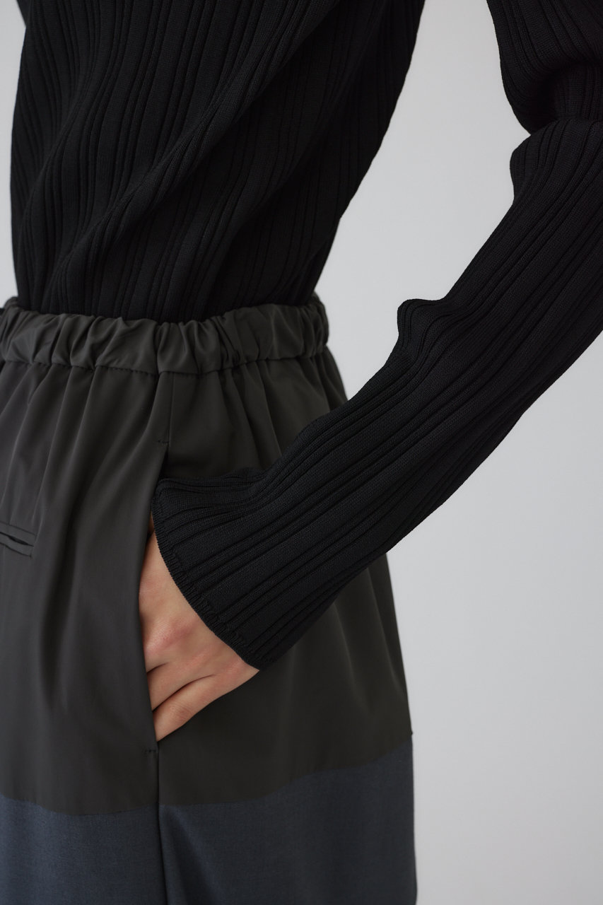 RIM.ARK(リムアーク)｜Open collar rib knit tops/トップス