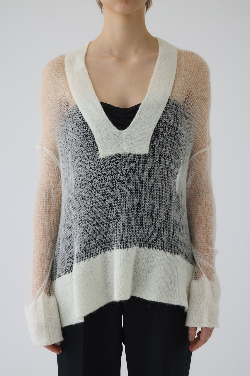 リムアーク/RIM.ARKのLow gauge mohair mix knit/ニット(ホワイト/460ISL70-0731)