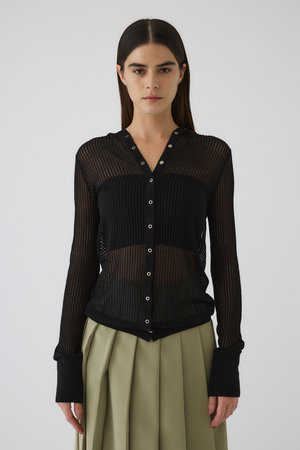 リムアーク/RIM.ARKのSheer ribbed hoodie/フーディ(110400/110403)