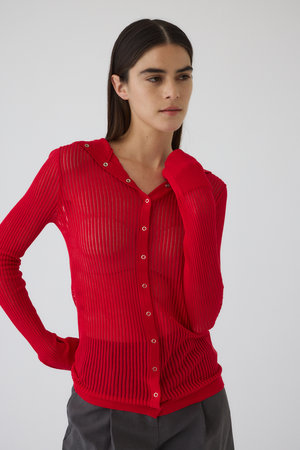 リムアーク/RIM.ARKのSheer ribbed hoodie/フーディ(110400/110403)