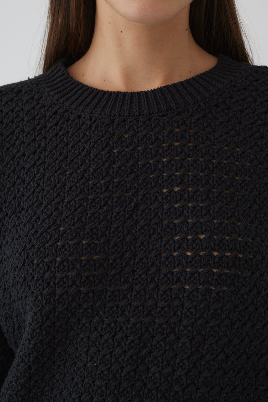 RIM.ARK(リムアーク)｜Pattern knitting cotton knit/ニット/ブラック の通販｜ELLESHOP・(エル・ショップ)