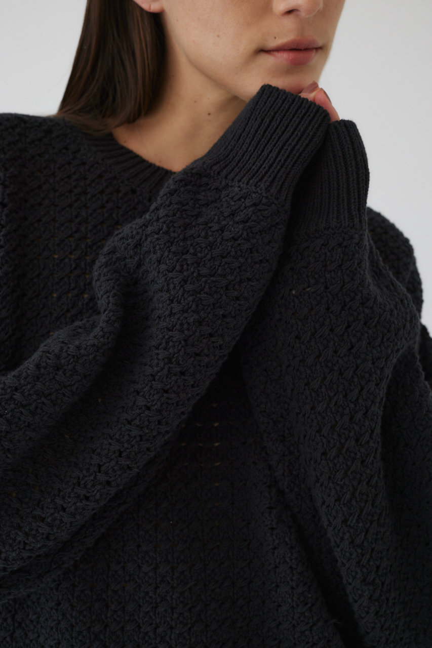 RIM.ARK(リムアーク)｜Pattern knitting cotton knit/ニット/ブラック の通販｜ELLESHOP・(エル・ショップ)