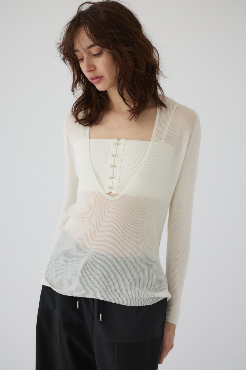 人気アイテム RIM.ARK(リムアーク)｜Bustier set の knit/ニット/ホワイト rib トップス