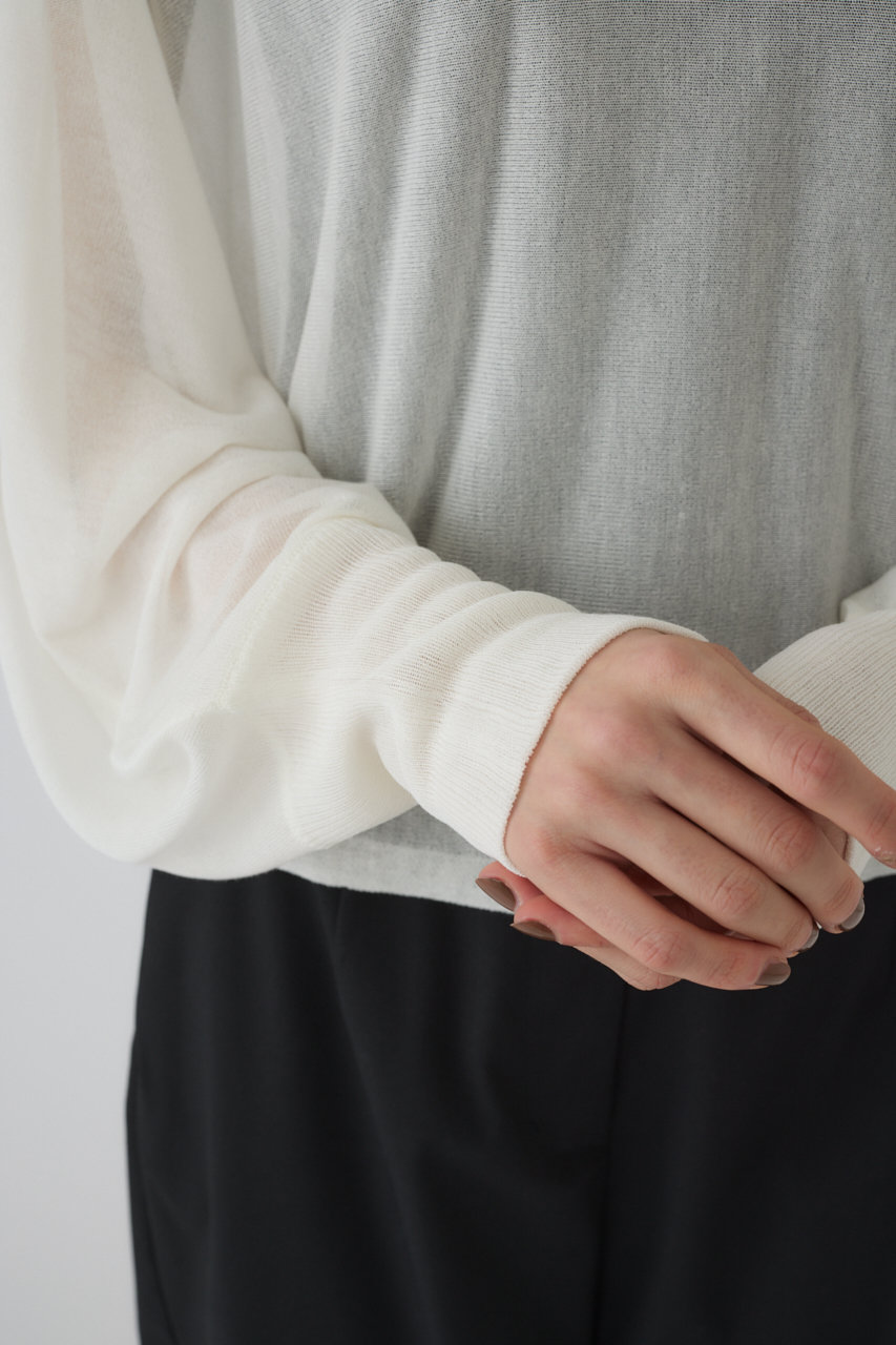 RIM.ARK(リムアーク)｜Sheer dolman knit tops/ニット/ホワイト
