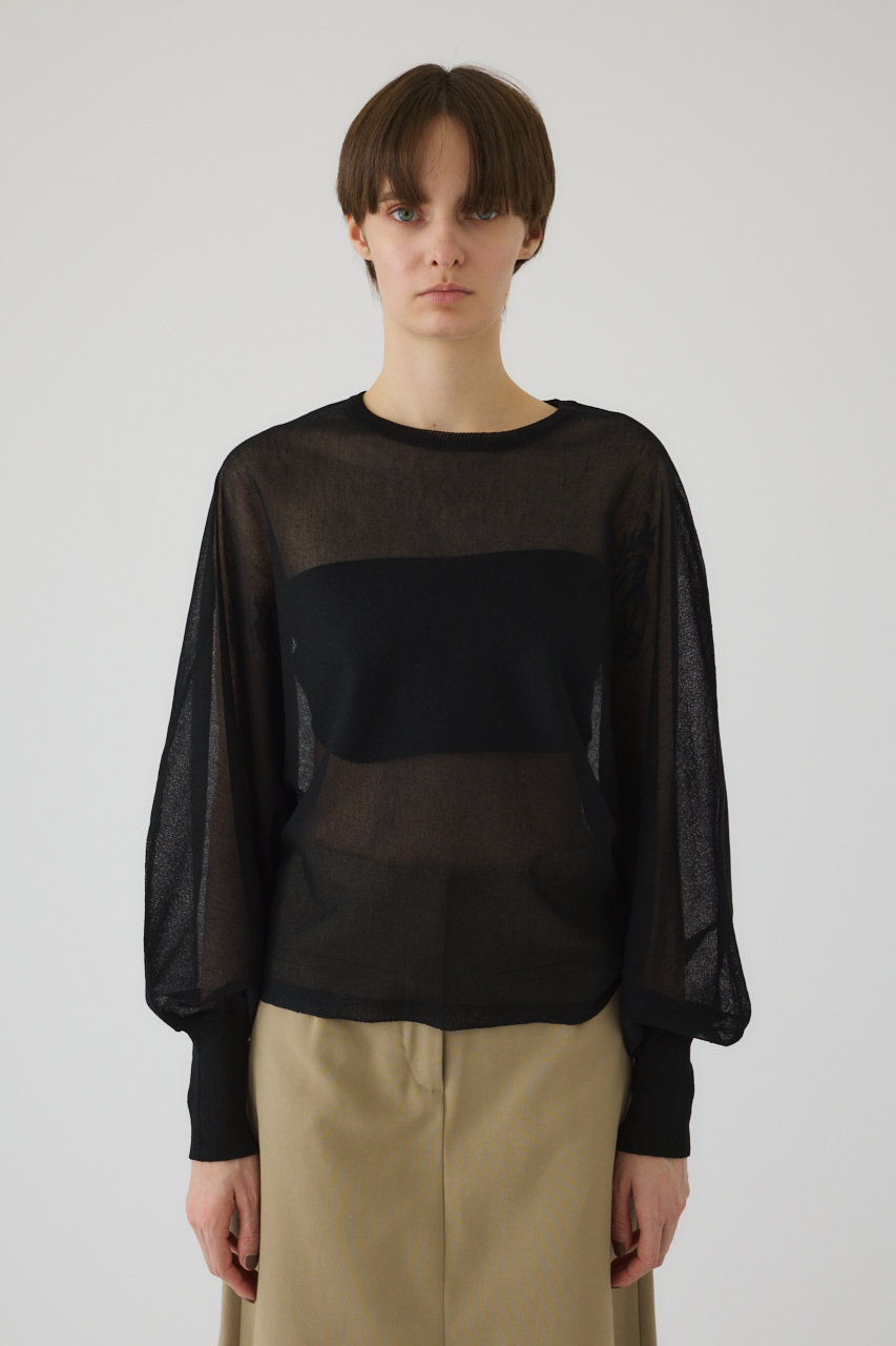 リムアーク/RIM.ARKのSheer dolman knit tops/ニット(ブラック/460ISL70-0851)