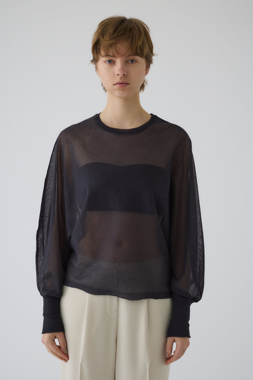 リムアーク/RIM.ARKのSheer dolman knit tops/ニット(グレー/460ISL70-0851)