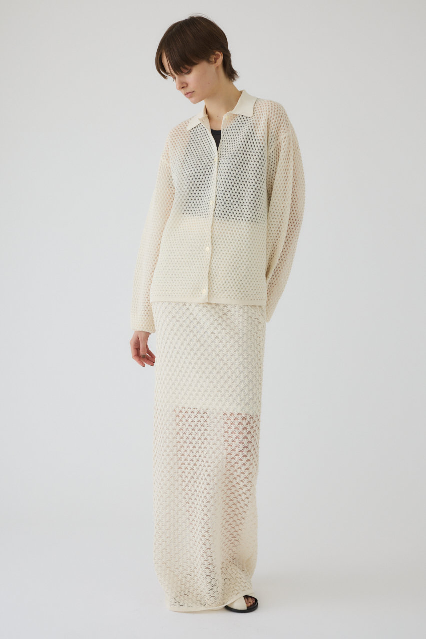 RIM.ARK(リムアーク)｜Lace knit SH/シャツ/オフホワイト の通販