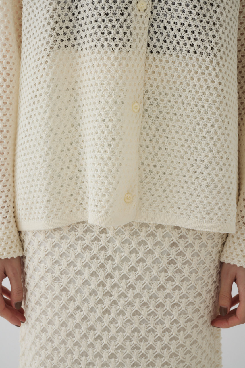 RIM.ARK(リムアーク)｜Lace knit SH/シャツ/オフホワイト の通販