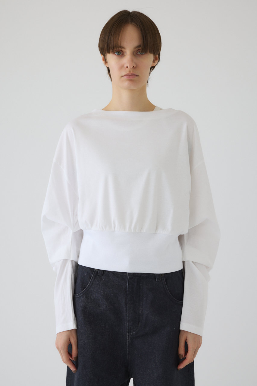 RIM.ARK Sleeve tuck cut tops/カットソー (ホワイト, FREE) リムアーク ELLE SHOP RIM.ARK Sleeve tuck cut tops/カットソー (ホワイト, FREE) リムアーク ELLE SHOP