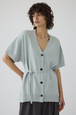 Hem design wide knit CD/ニットカーディガン
