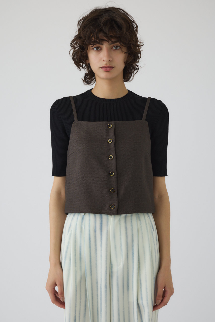 RIM.ARK Tweed cami tops/トップス (チャコールグレー, 38) リムアーク ELLE SHOP RIM.ARK Tweed cami tops/トップス (チャコールグレー, 38) リムアーク ELLE SHOP