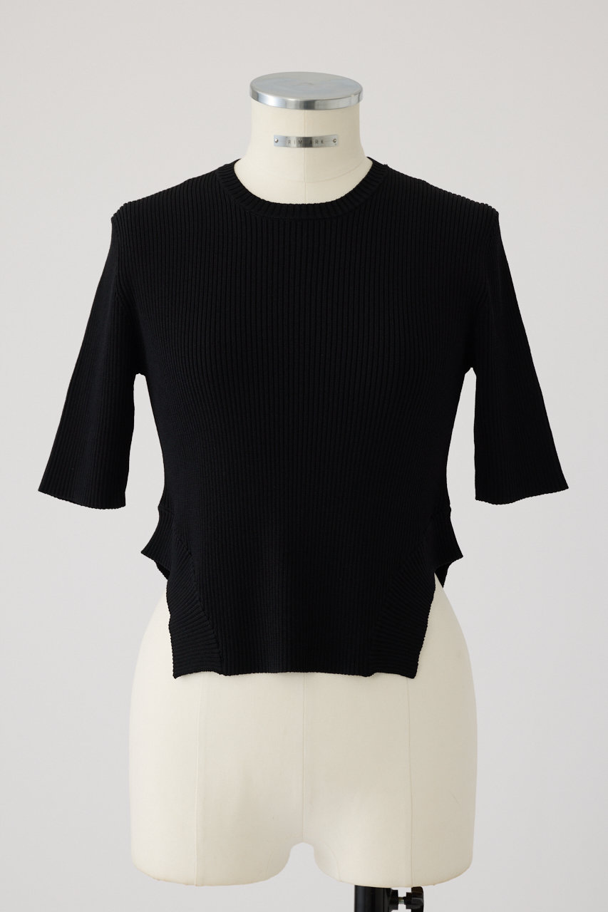 RIM.ARK Round hem knit tops/ニット (ブラック, 38) リムアーク ELLE SHOP RIM.ARK Round hem knit tops/ニット (ブラック, 38) リムアーク ELLE SHOP