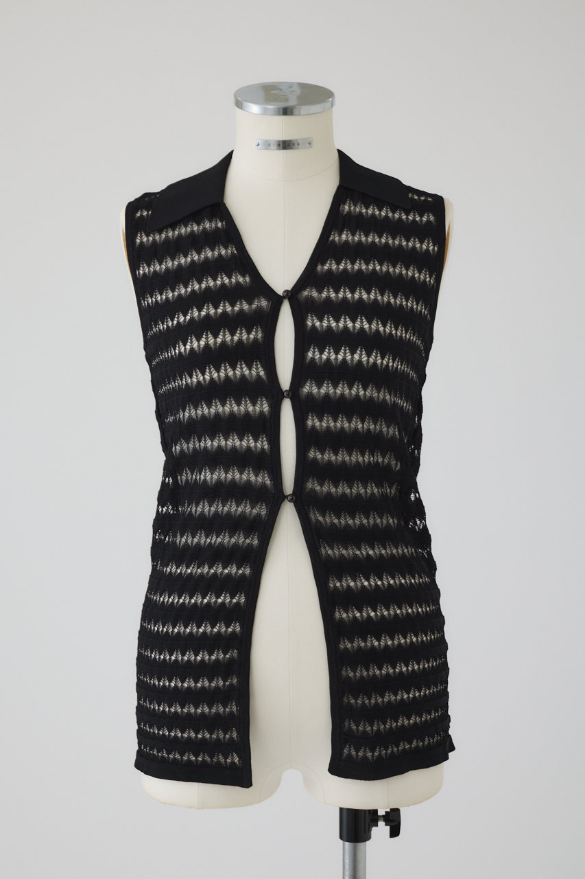 RIM.ARK Crochet collar knit tops/ニット (ブラック, FREE) リムアーク ELLE SHOP RIM.ARK Crochet collar knit tops/ニット (ブラック, FREE) リムアーク ELLE SHOP