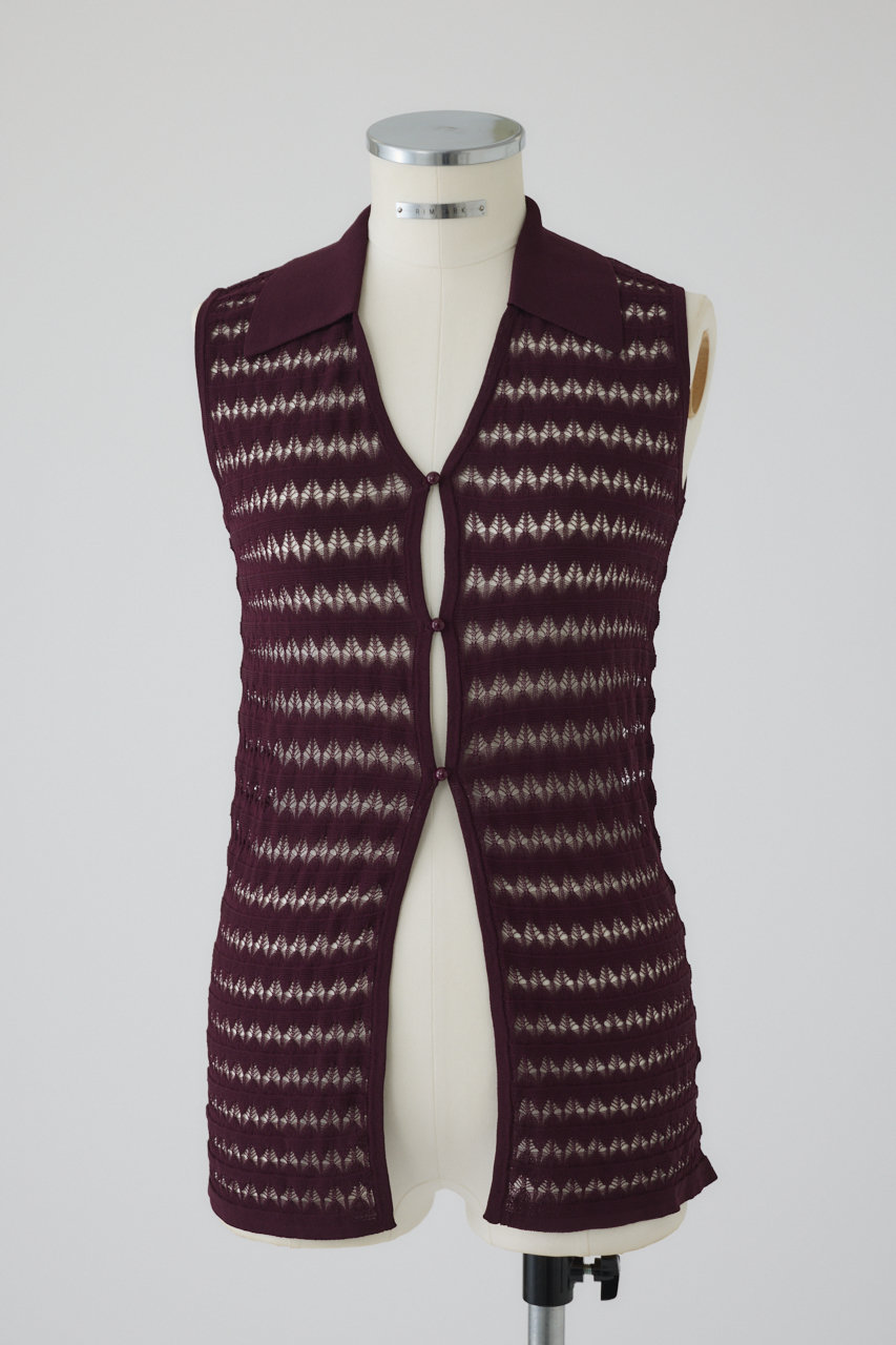 RIM.ARK Crochet collar knit tops/ニット (ボルドー, FREE) リムアーク ELLE SHOP RIM.ARK Crochet collar knit tops/ニット (ボルドー, FREE) リムアーク ELLE SHOP