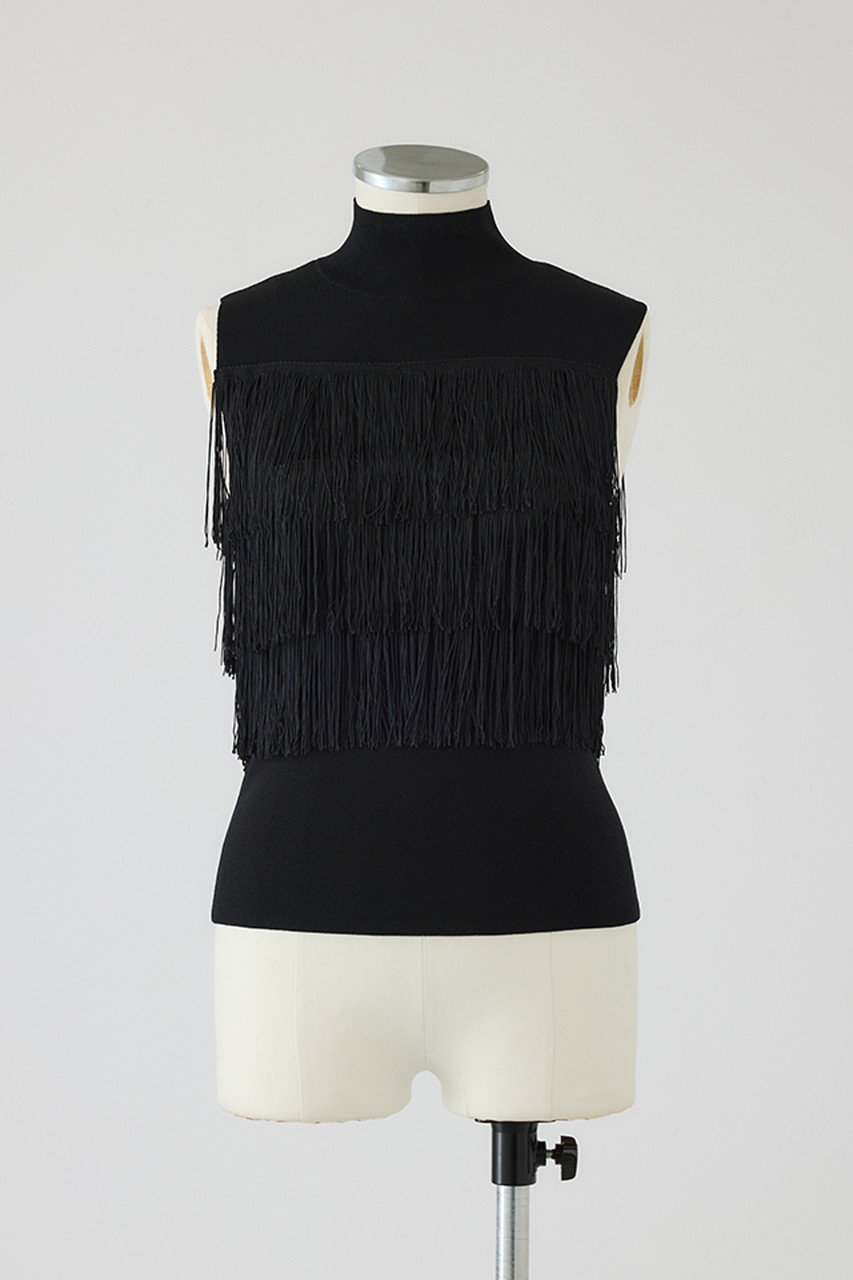 RIM.ARK Fringe N/S knit tops/ニット (ブラック, 38) リムアーク ELLE SHOP RIM.ARK Fringe N/S knit tops/ニット (ブラック, 38) リムアーク ELLE SHOP