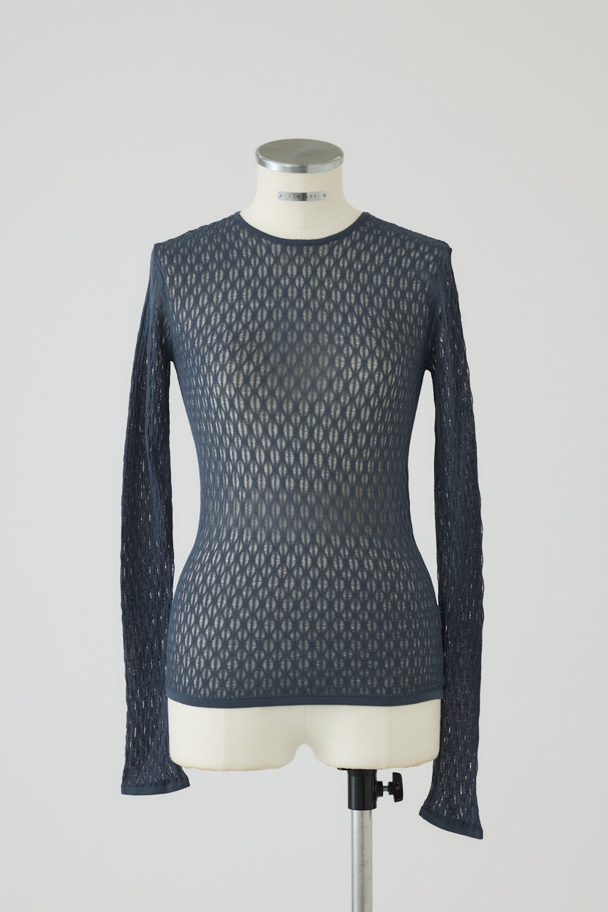 RIM.ARK Lace knitting tops/トップス (ダークブルー, FREE) リムアーク ELLE SHOP RIM.ARK Lace knitting tops/トップス (ダークブルー, FREE) リムアーク ELLE SHOP