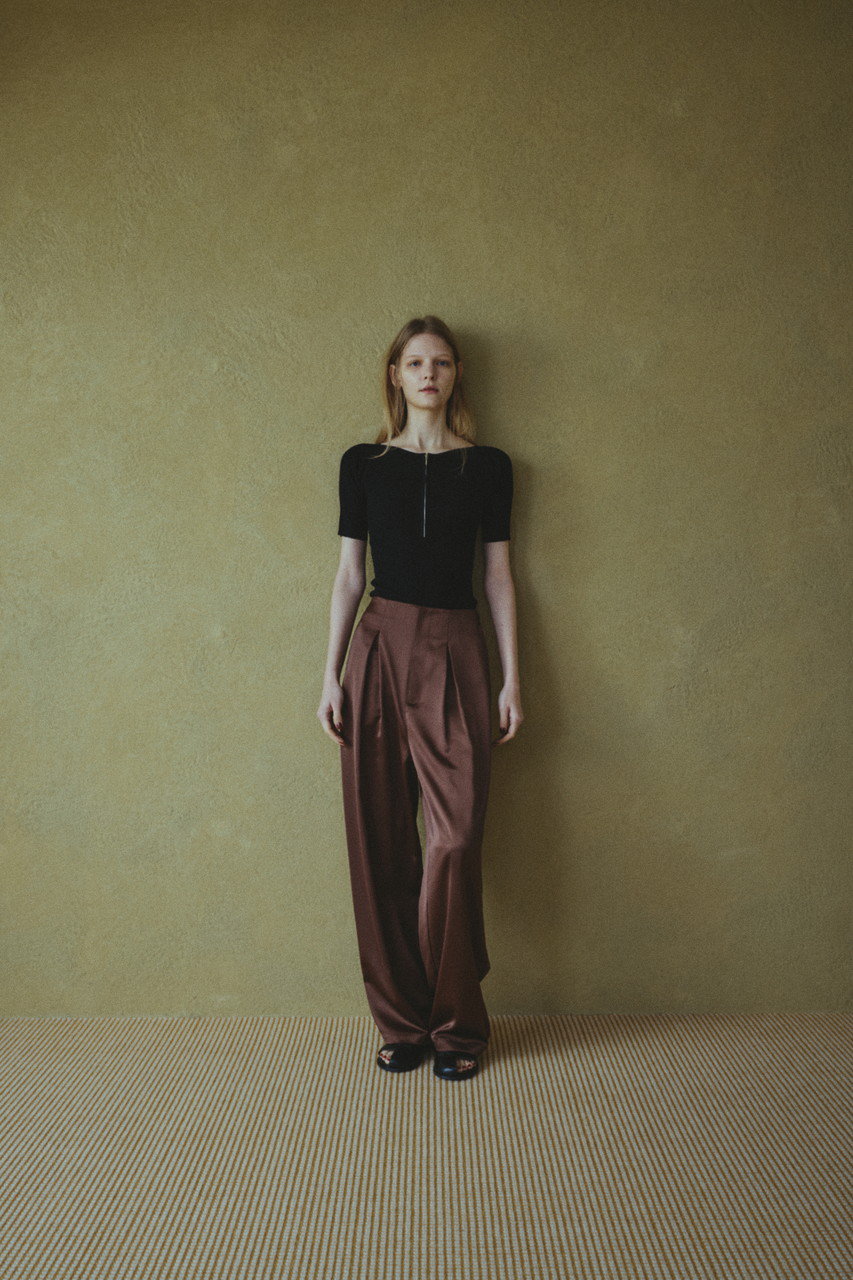 RIM.ARK(リムアーク)｜Rib zipper knit tops/ニット/ブラック の