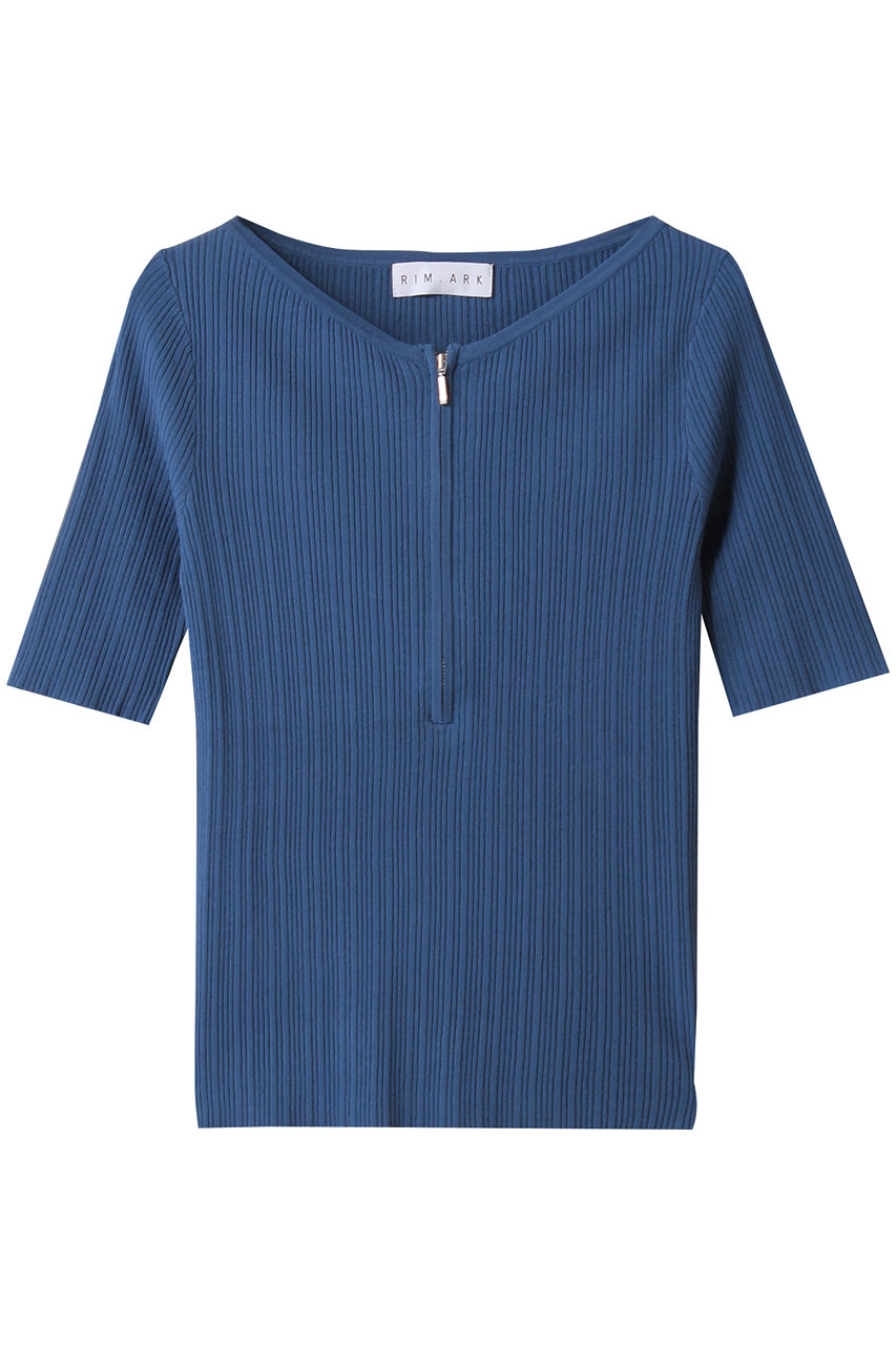 RIM.ARK Rib zipper knit tops/ニット (ブルー, FREE) リムアーク ELLE SHOP RIM.ARK Rib zipper knit tops/ニット (ブルー, FREE) リムアーク ELLE SHOP