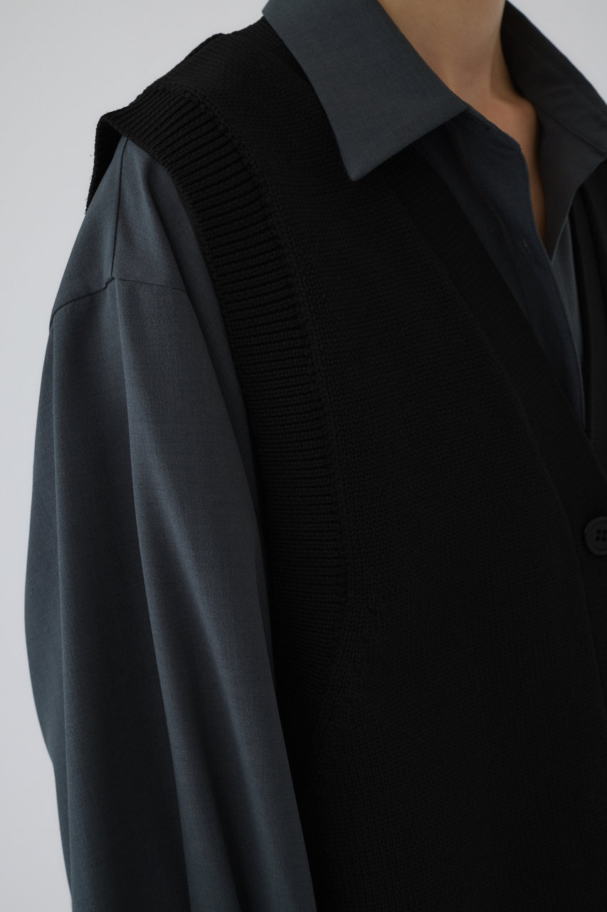 RIM.ARK(リムアーク)｜Belt set long knit vest/ニットベスト/ブラック