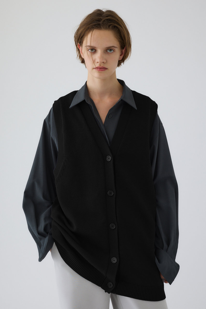 RIM.ARK(リムアーク)｜Belt set long knit vest/ニットベスト/ブラック