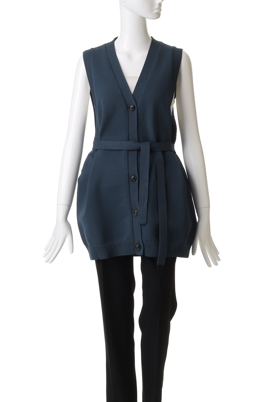 RIM.ARK(リムアーク)｜Belt set long knit vest/ニットベスト/ブラック