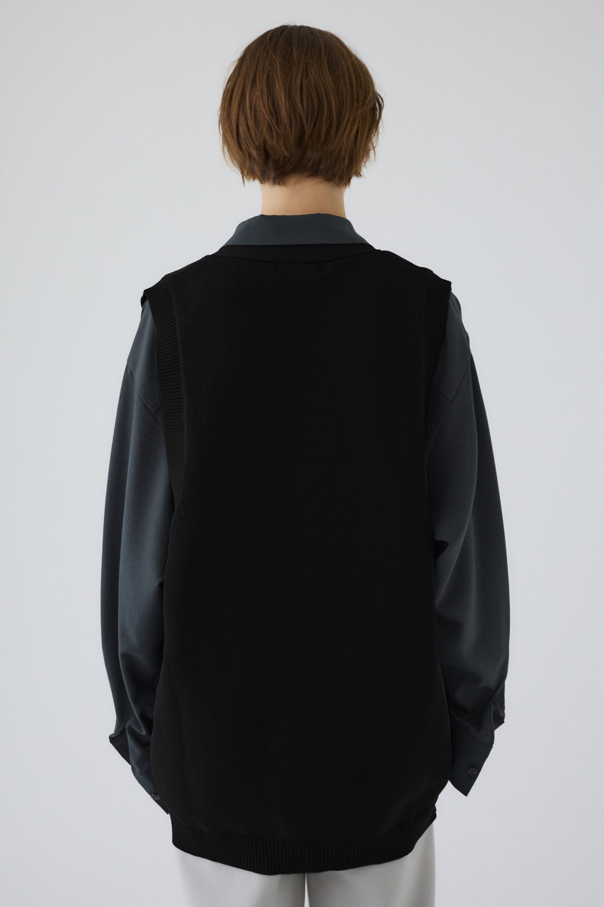 RIM.ARK(リムアーク)｜Belt set long knit vest/ニットベスト/ブラック