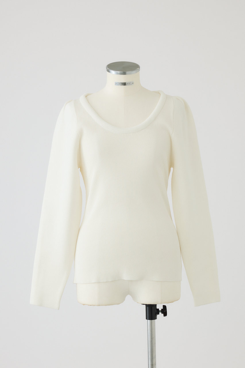 RIM.ARK Decollete knit tops/ニット (ホワイト, FREE) リムアーク ELLE SHOP RIM.ARK Decollete knit tops/ニット (ホワイト, FREE) リムアーク ELLE SHOP