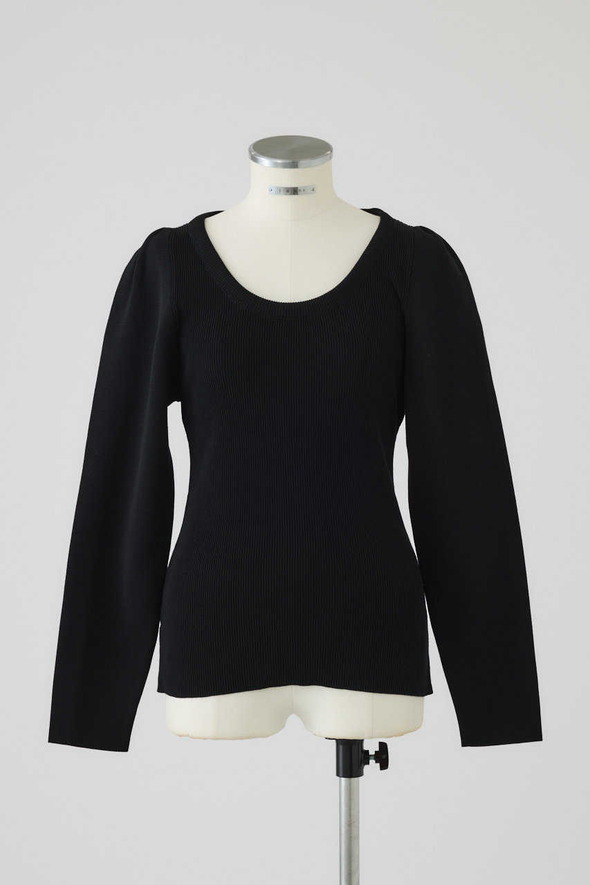 RIM.ARK Decollete knit tops/ニット (ブラック, FREE) リムアーク ELLE SHOP RIM.ARK Decollete knit tops/ニット (ブラック, FREE) リムアーク ELLE SHOP