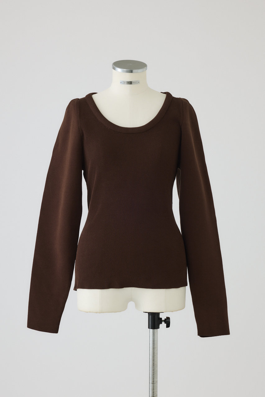RIM.ARK Decollete knit tops/ニット (ブラウン, FREE) リムアーク ELLE SHOP RIM.ARK Decollete knit tops/ニット (ブラウン, FREE) リムアーク ELLE SHOP