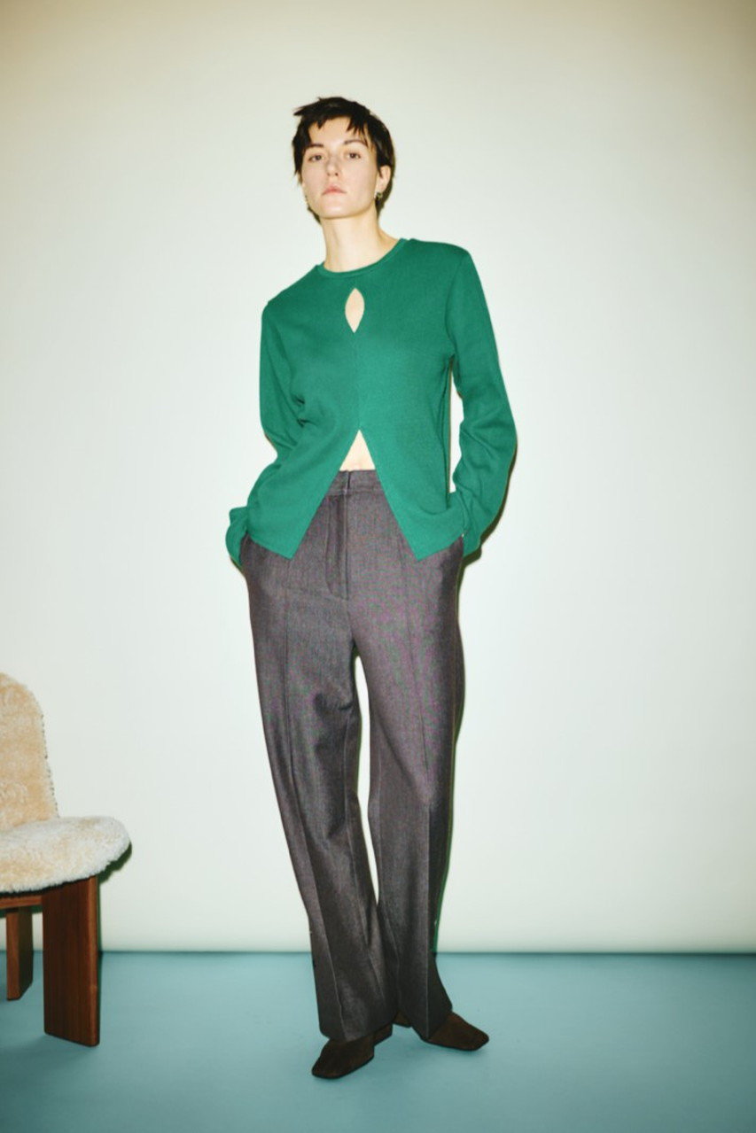 RIM.ARK(リムアーク)｜Hem design slim stretch PT/パンツ/ブラック の