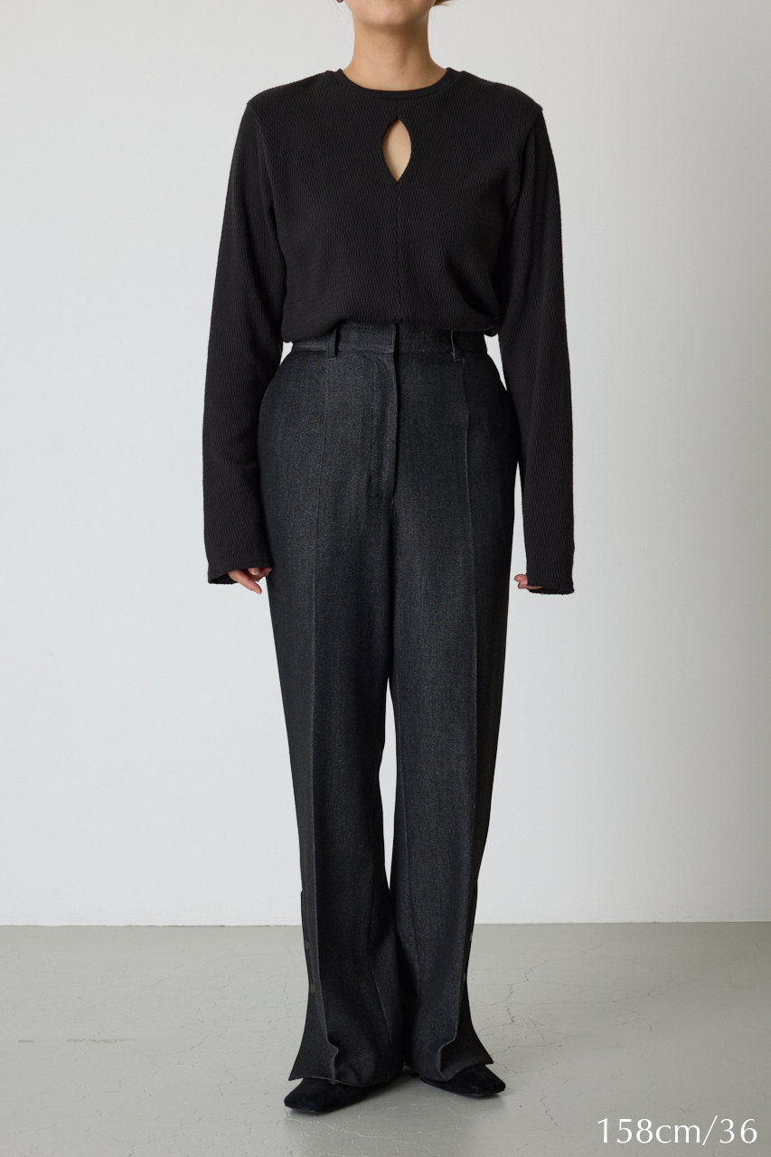 RIM.ARK(リムアーク)｜Hem design slim stretch PT/パンツ/ブラック の