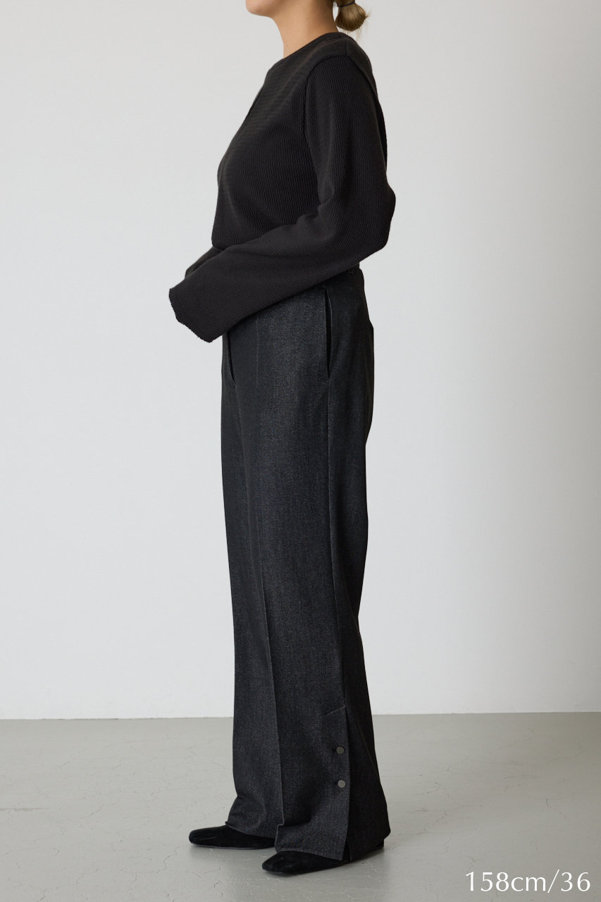 RIM.ARK(リムアーク)｜Hem design slim stretch PT/パンツ/ブラック の