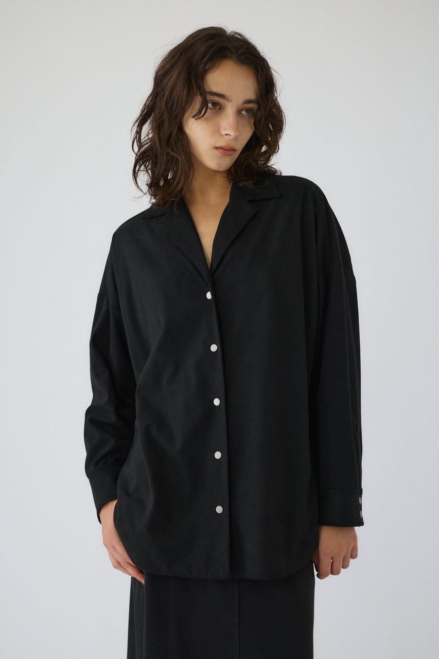 RIM.ARK Open collor F/Suede shirt JK/シャツ (ブラック, FREE) リムアーク ELLE SHOP RIM.ARK Open collor F/Suede shirt JK/シャツ (ブラック, FREE) リムアーク ELLE SHOP