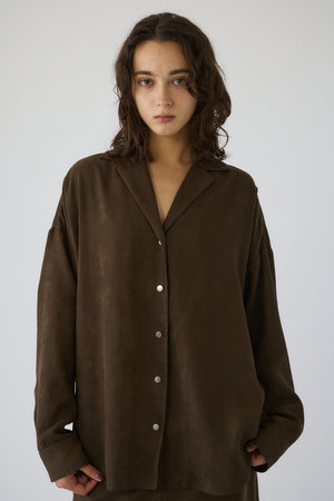 未使用級✨ RIM.ARK リムアーク リネンライク ノーカラージャケット 38 RIM.ARK（リムアーク）の「Leather like shirt JK レザーライク