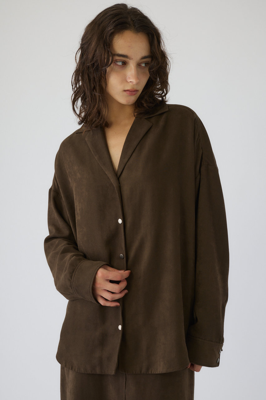 RIM.ARK Open collor F/Suede shirt JK/シャツ (カーキ, FREE) リムアーク ELLE SHOP RIM.ARK Open collor F/Suede shirt JK/シャツ (カーキ, FREE) リムアーク ELLE SHOP