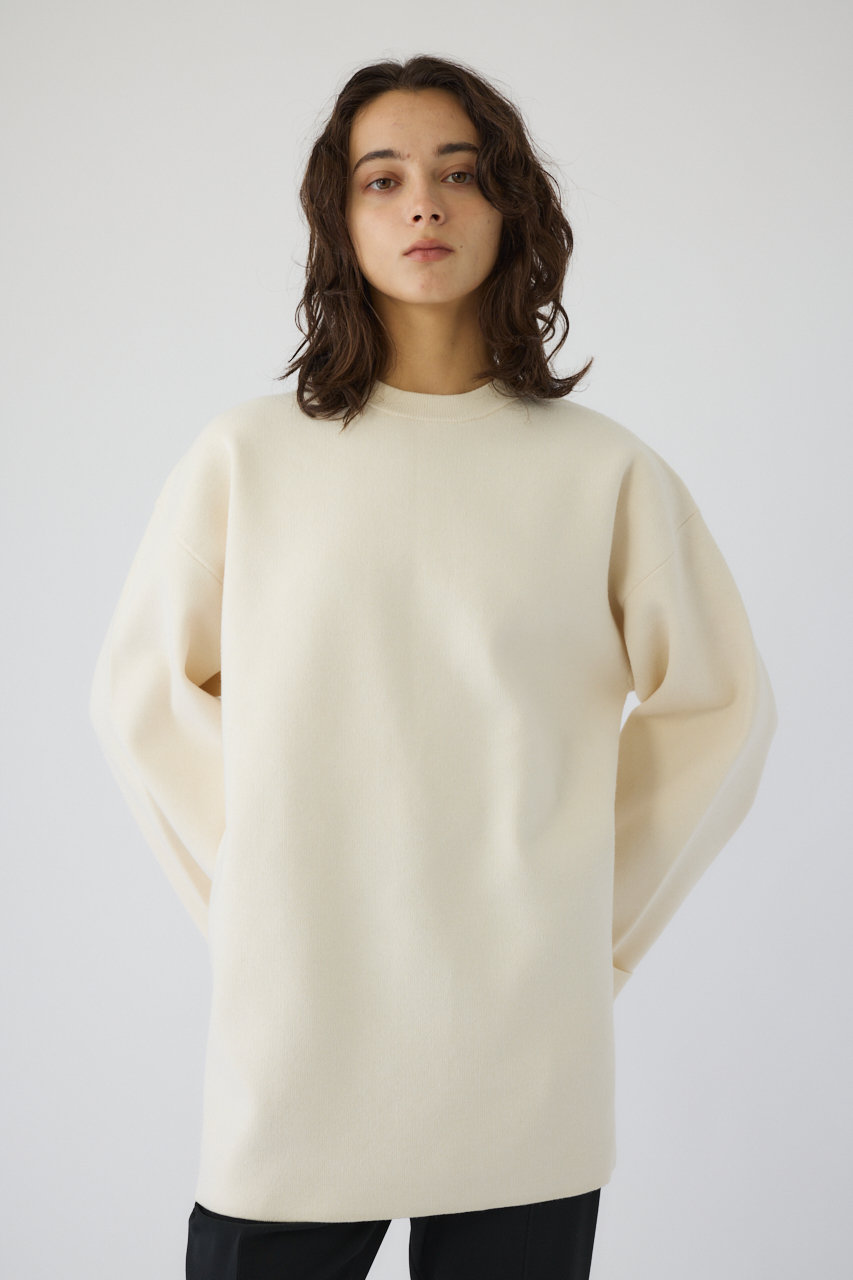 RIM.ARK(リムアーク)｜Middle length box knit tops/ニット/ホワイト