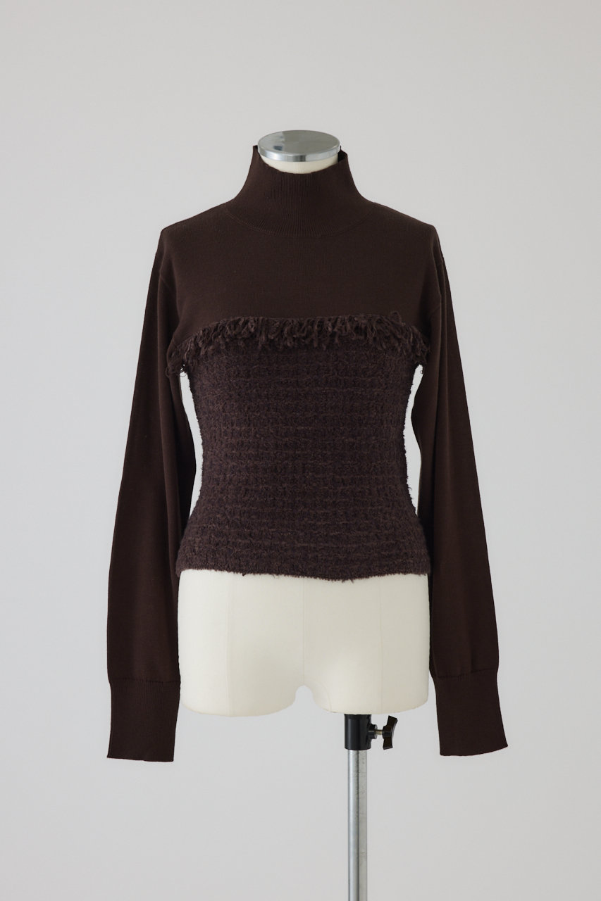 Tweed docking knit tops/ニット