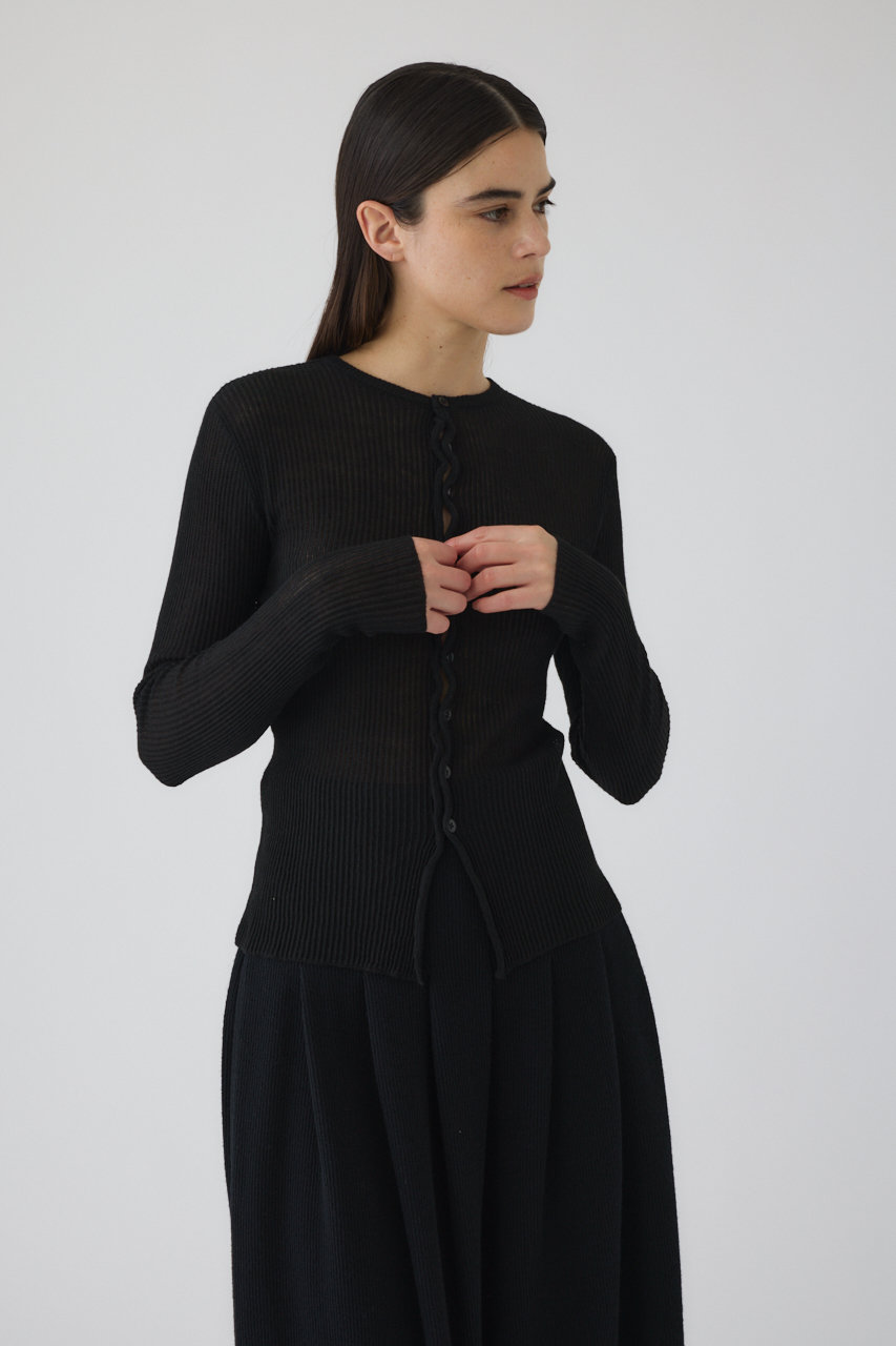 RIM.ARK ノースリーブ ニットトップス 黒 レディース 春夏 RIM.ARK(リムアーク)｜Sheer rib spring knit/ニット/ブラック の通販