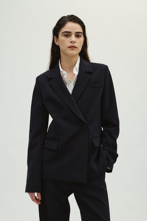 未使用級✨ RIM.ARK リムアーク リネンライク ノーカラージャケット 38 RIM.ARK(リムアーク)｜Tailored dress JK/ジャケット/ブラック