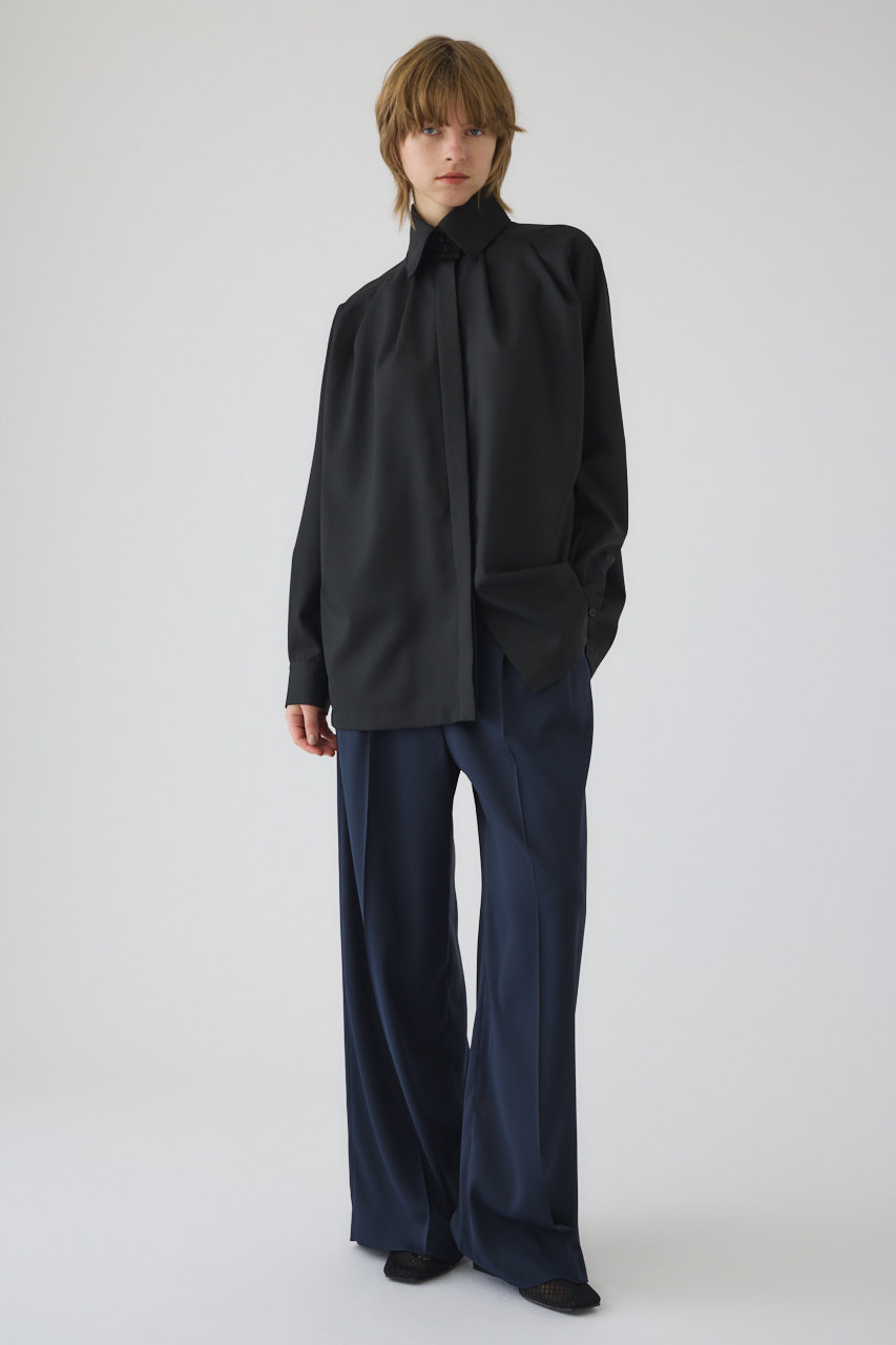 RIM.ARK(リムアーク)｜High collar classic blouse/ブラウス/ブラック 