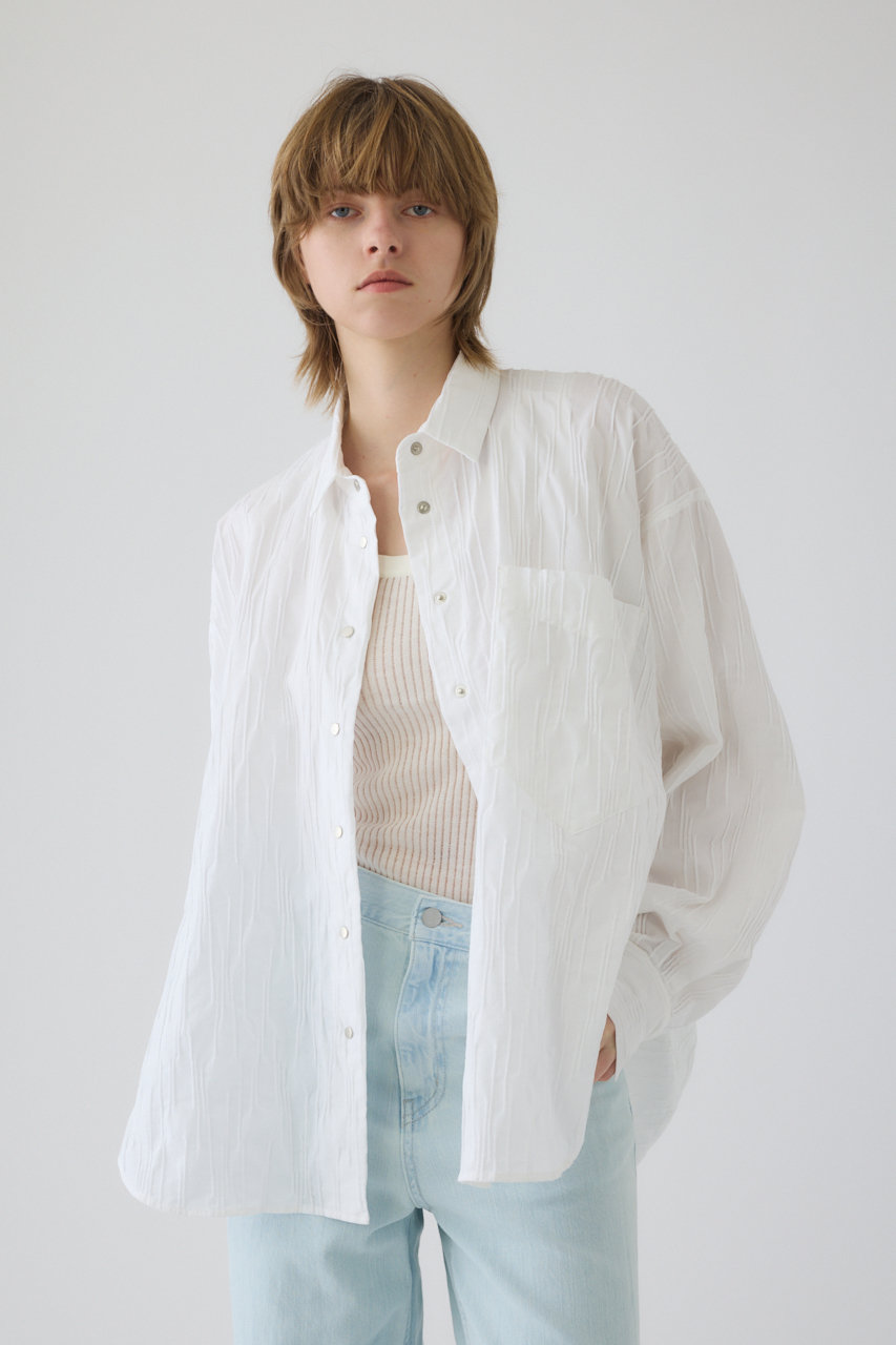 リムアーク 22SS Exuding texture sheer SH  シャツ RIM.ARK(リムアーク)｜Open cuff SH/シャツ/ライトグリーン の通販