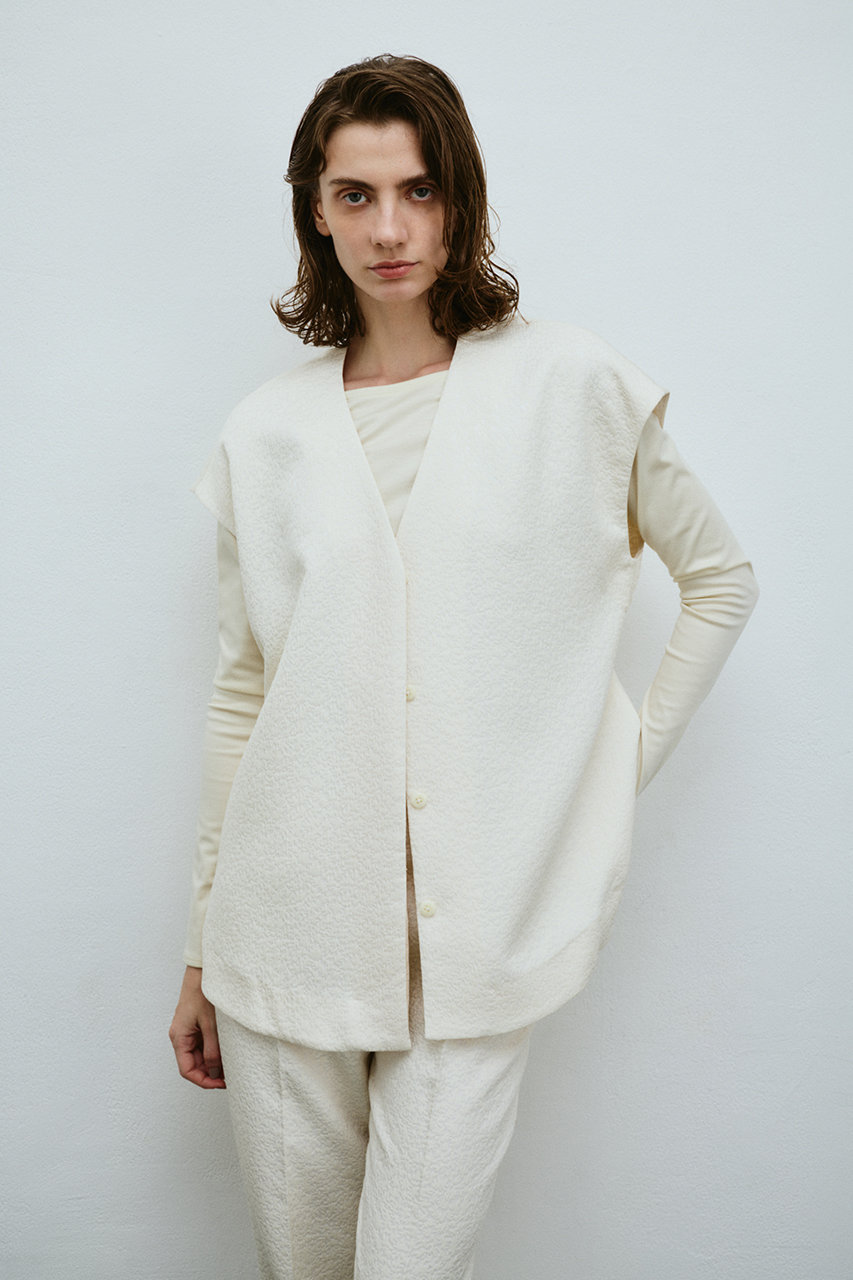 RIM.ARK(リムアーク)｜Glossy JQ shape vest/ベスト/アイボリー の通販