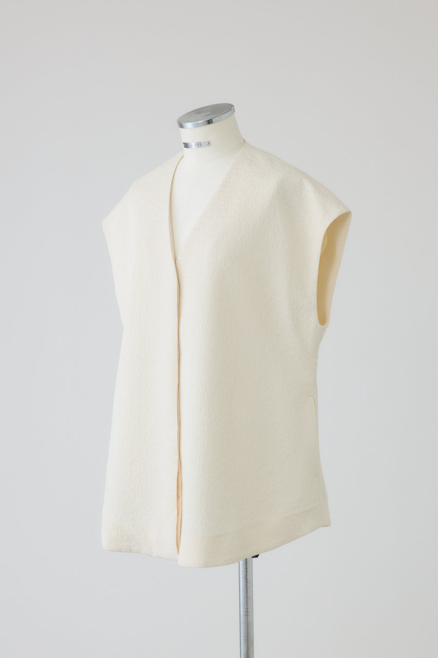 RIM.ARK(リムアーク)｜Glossy JQ shape vest/ベスト/アイボリー の通販