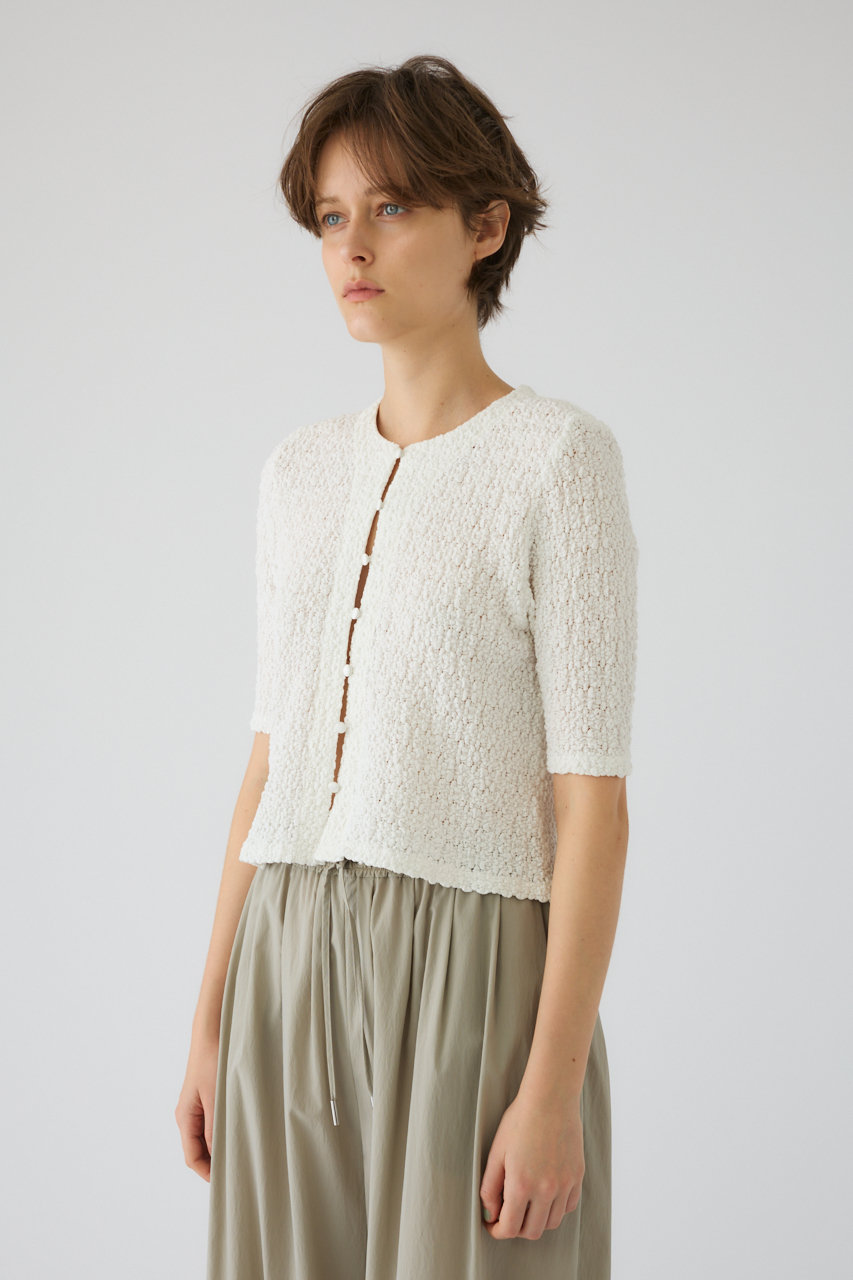 RIM.ARK(リムアーク)｜Shirring lace compact tops/トップス/ホワイト 