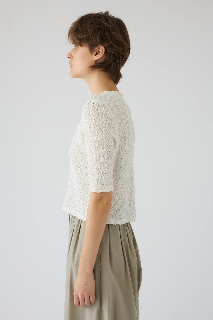 RIM.ARK(リムアーク)｜Shirring lace compact tops/トップス/ホワイト
